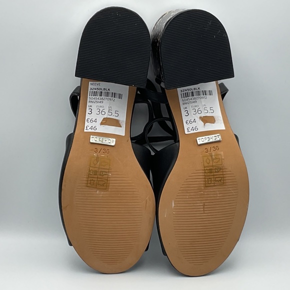 NWT Topshop Women’s Black Sandals/Long, Tie Up/Lace Up Strap/Animal Print - Picture 6 of 13